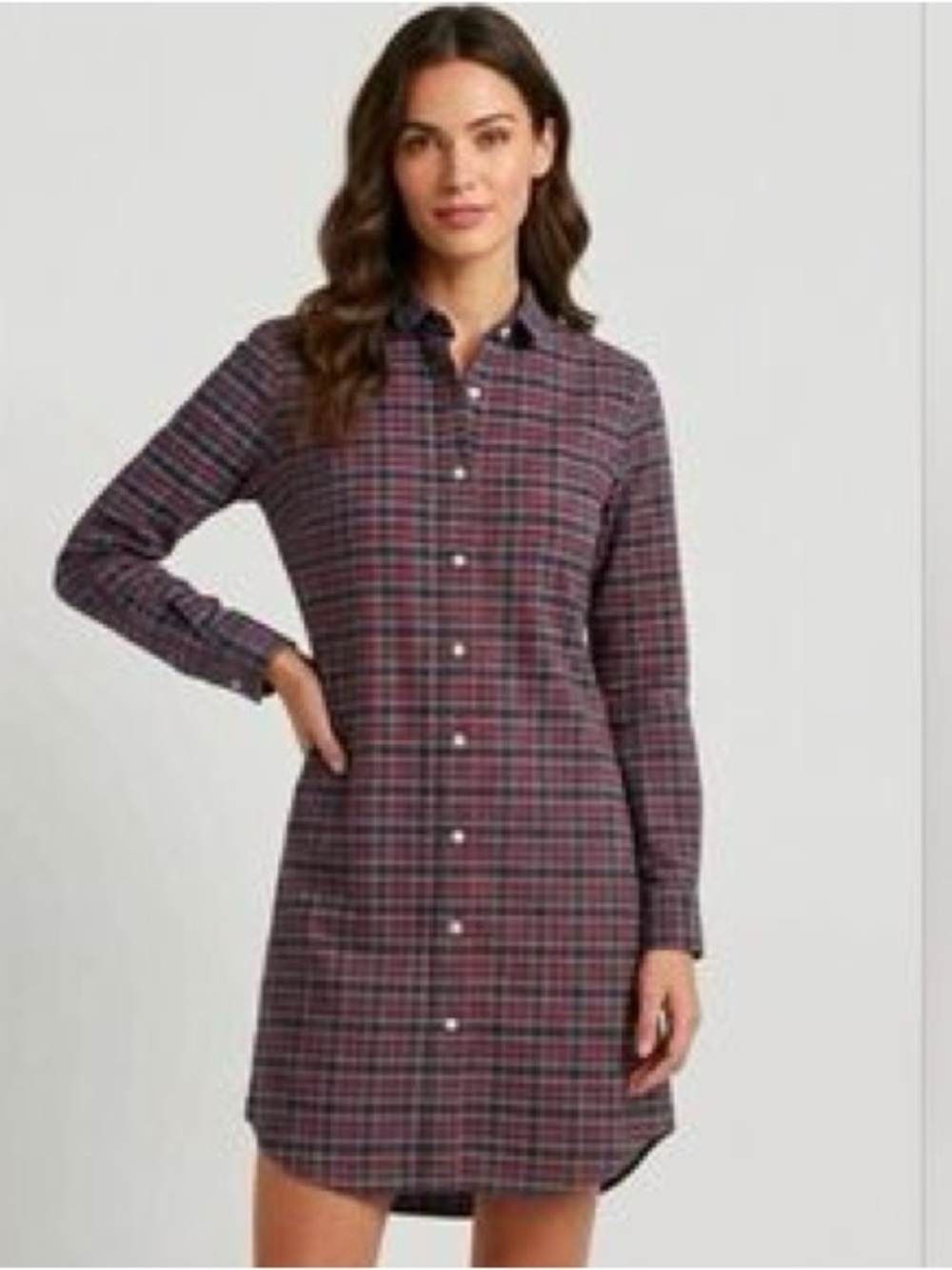 Kiel James Patrick KJP Scallop Oxford Dress Made in USA Tartan Plaid Large